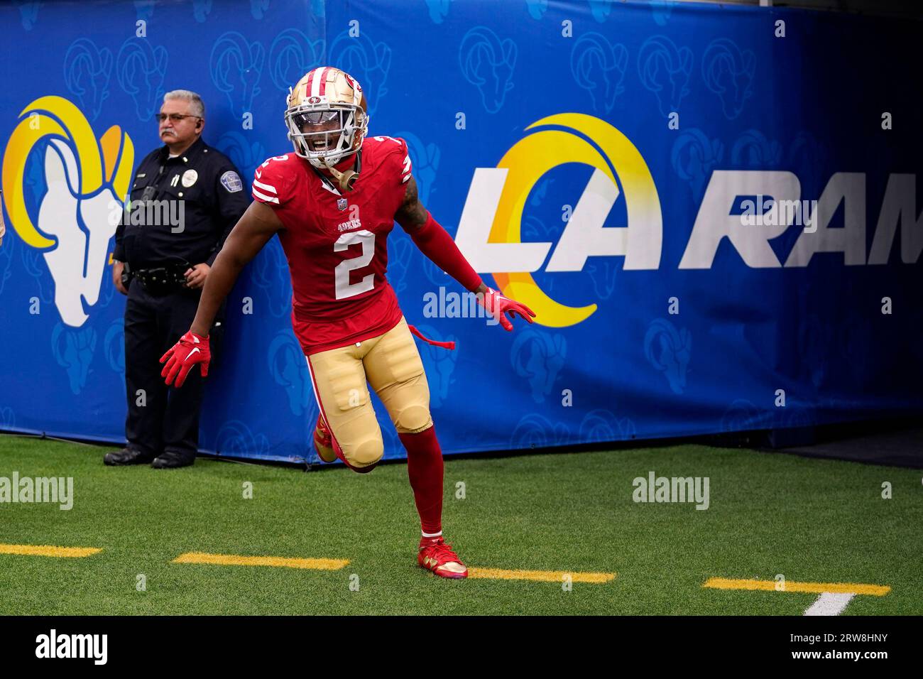 San Francisco 49ers cornerback Deommodore Lenoir (38) intercepts a