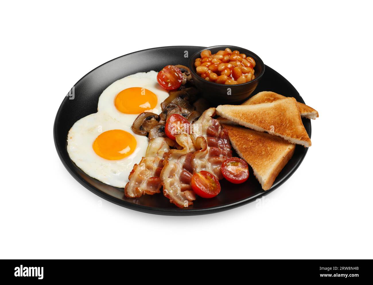 Plate with fried eggs and bacon isolated on transparent background PNG -  Similar PNG