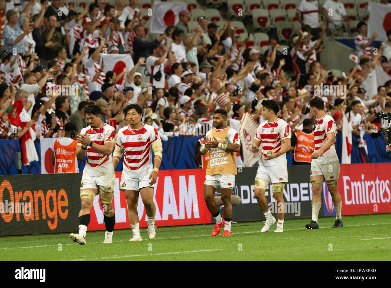 Nice, France. 17th Sep, 2023. Japan players look dejected after final ...