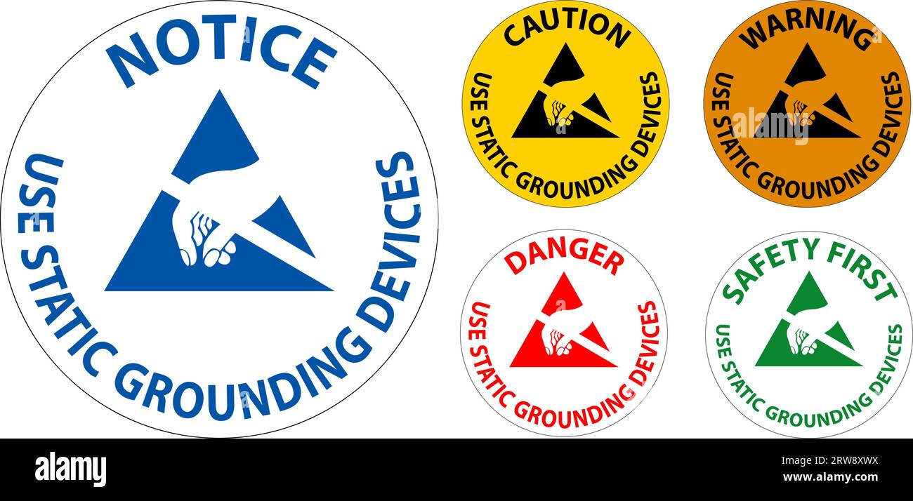 Caution Sign Use Static Grounding Devices Stock Vector Image & Art - Alamy