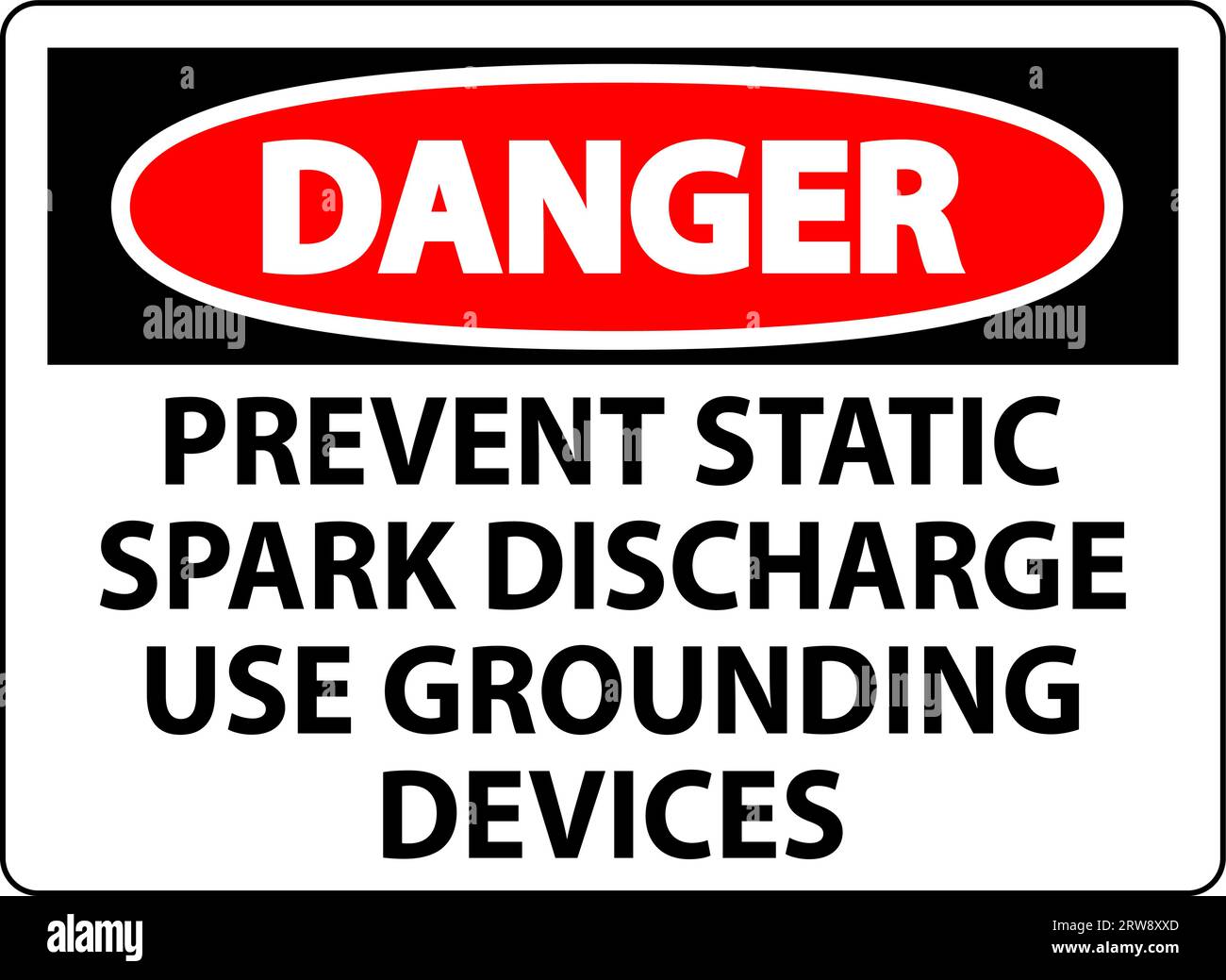 Danger Sign Prevent Static Spark Discharge Use Grounding Devices Stock