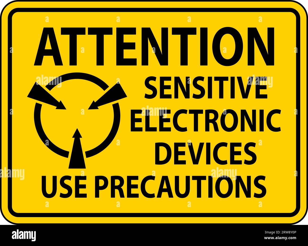 Static Warning Sign Attention Sensitive Electronic Devices Use