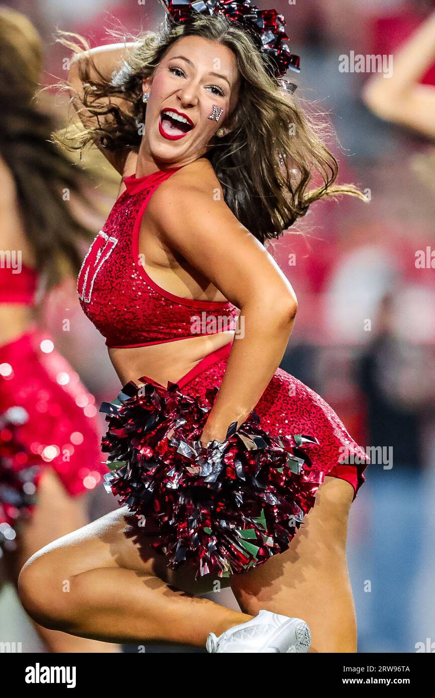 Lincoln, NE, USA. 16th Sep, 2023. NE. U.S. Nebraska Scarlet Dance Team members performs during a NCAA Division 1 football game between Northern Illinois Huskies and the Nebraska Cornhuskers at Memorial Stadium in Lincoln, NE.Nebraska won 35-11.Attendance: 86,875.390th consecutive sellout.Michael Spomer/Cal Sport Media/Alamy Live News Stock Photo