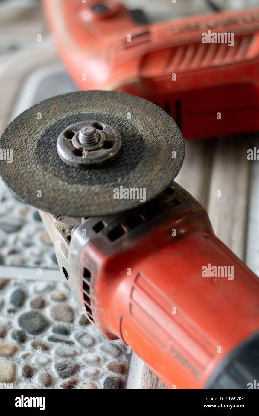 close-up view of grinding disc Stock Photo