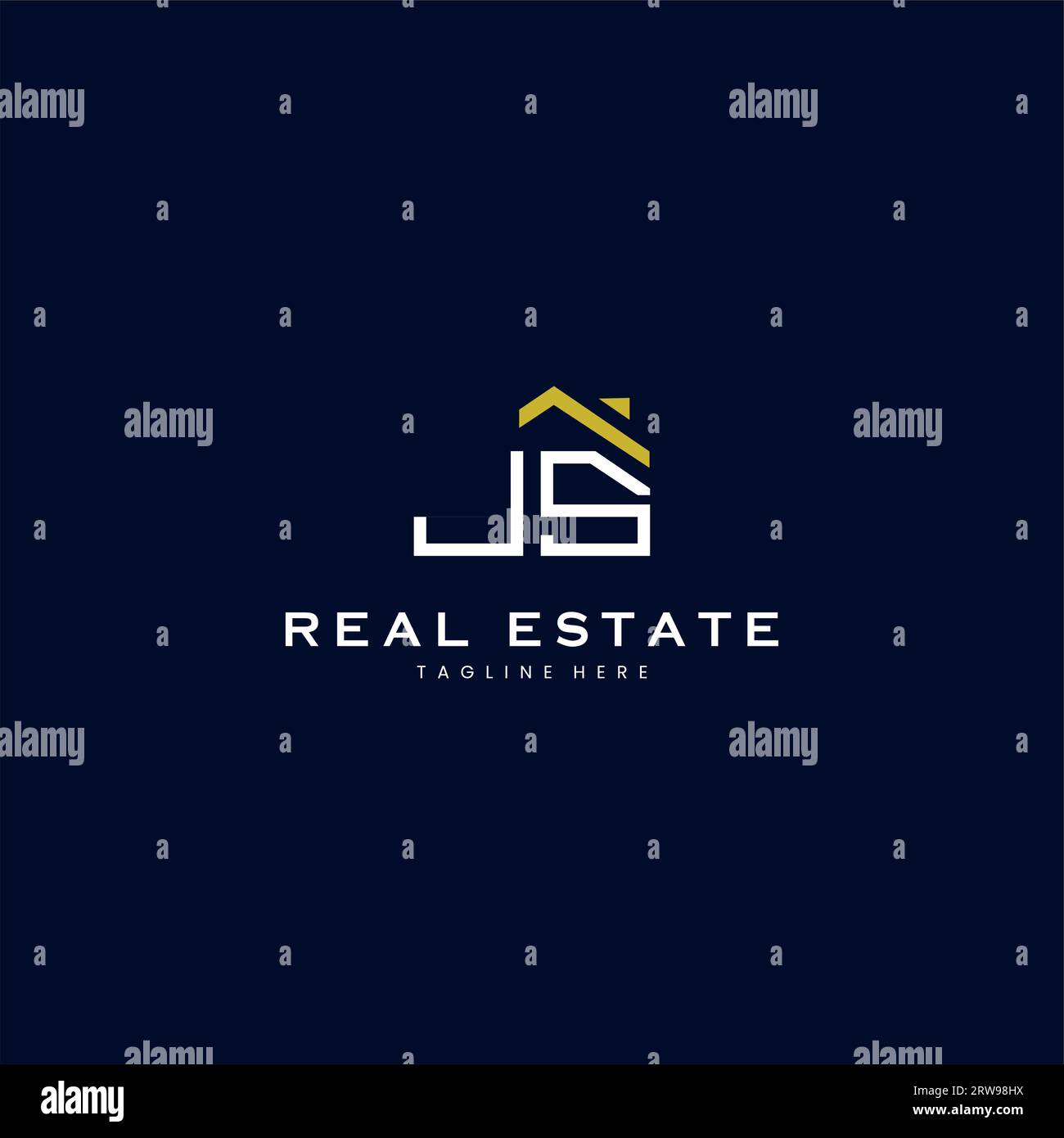 modern JS letter real estate logo in linear style with simple roof