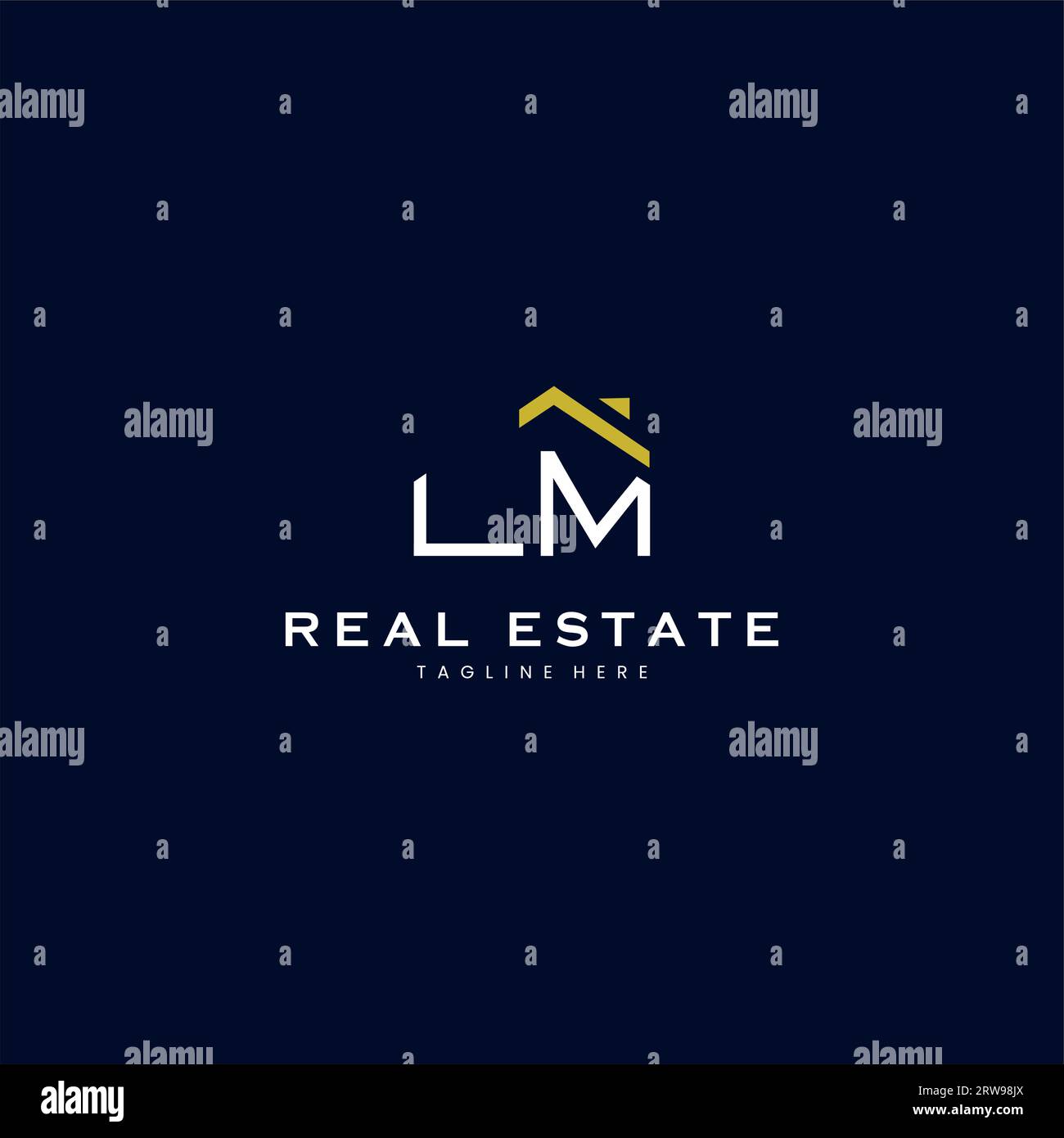 modern LM letter real estate logo in linear style with simple roof