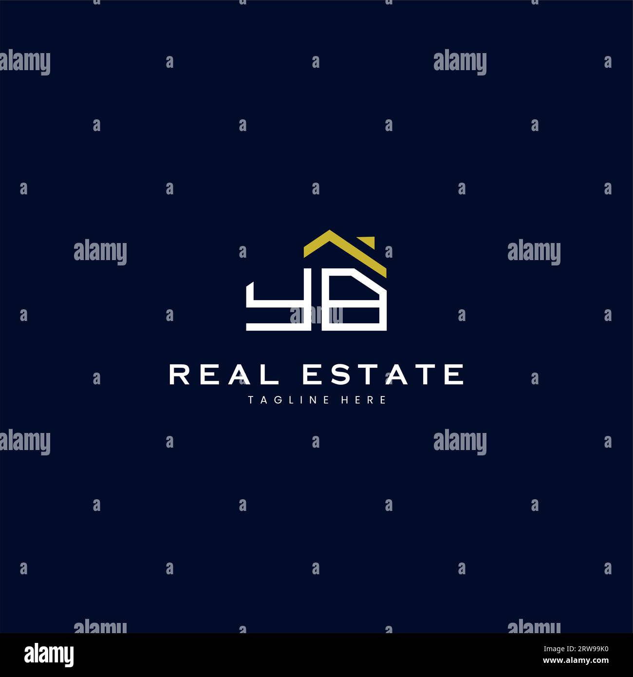 modern YB letter real estate logo in linear style with simple roof