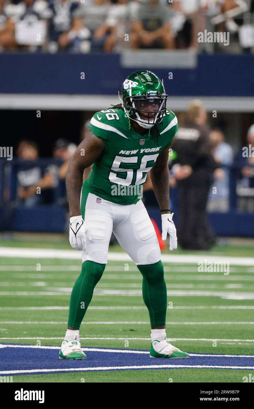 New York Jets linebacker Quincy Williams (56) reacts during an NFL game  against the Green Bay Packers Sunday, Oct. 16, 2022, in Green Bay, Wis. (AP  Photo/Jeffrey Phelps Stock Photo - Alamy