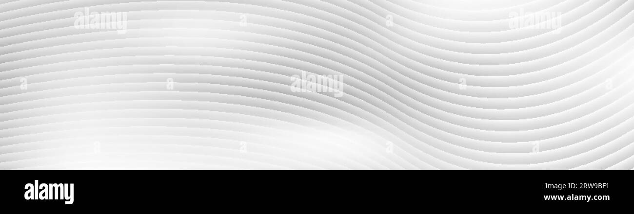 Grey liquid 3d refracted waves abstract banner design. Smooth wavy pattern vector background Stock Vector