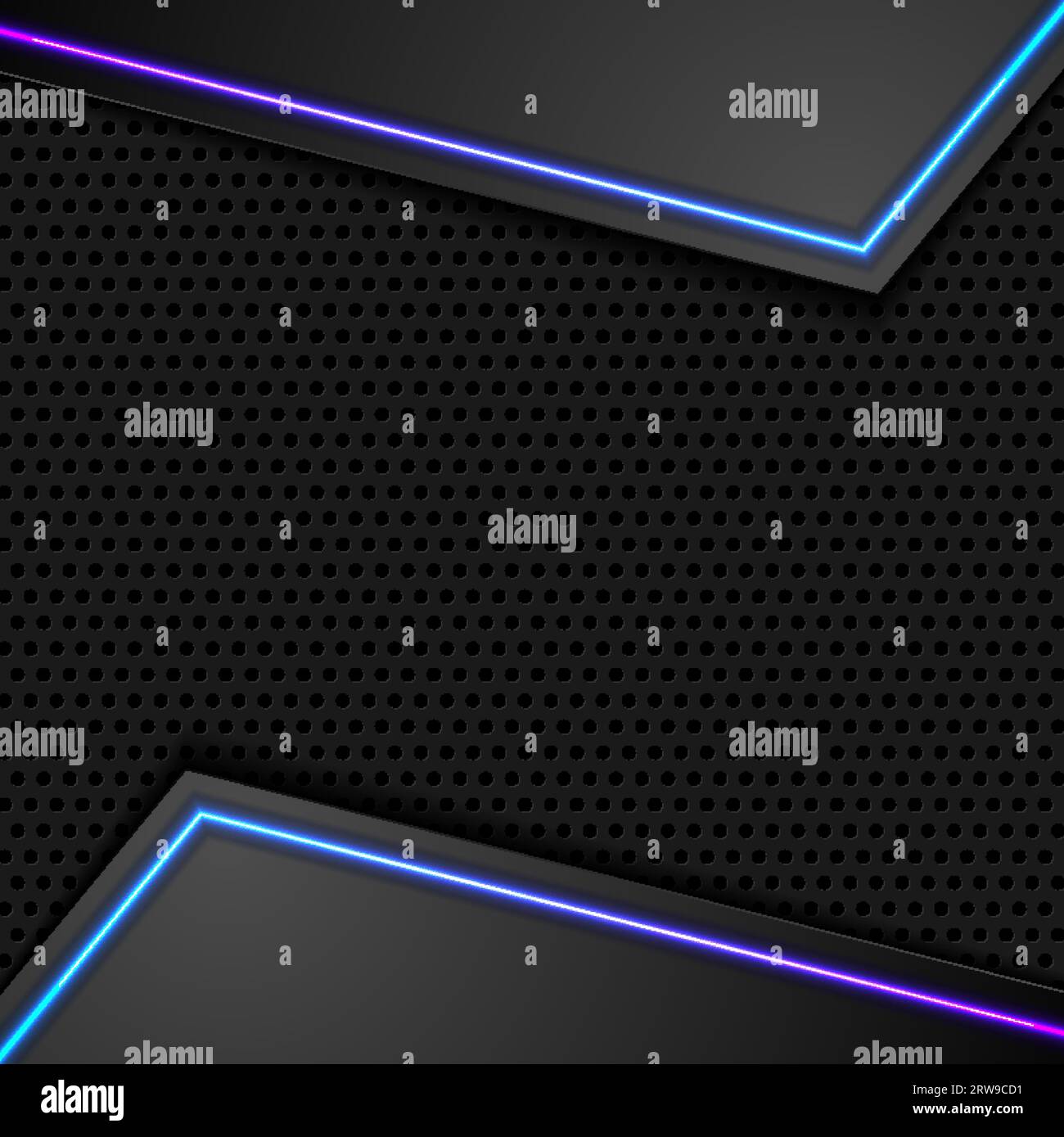 Futuristic perforated technology abstract background with blue violet ...