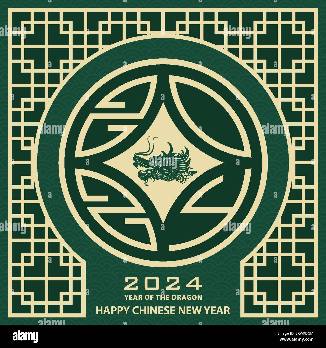 Happy Chinese new year 2024 Zodiac sign, year of the Dragon, with
