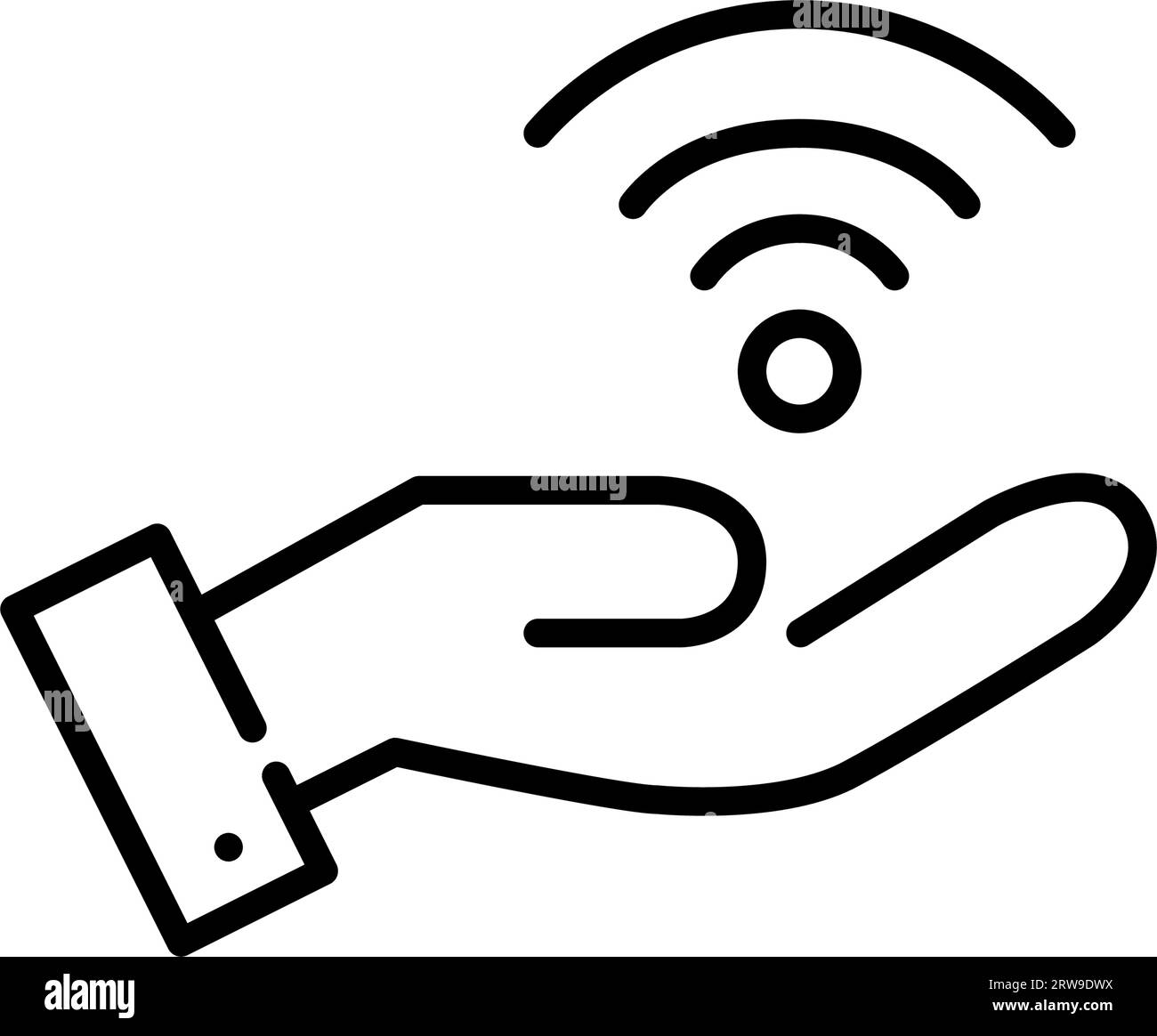 Hand holding wifi symbol. Free internet connection service. Pixel ...