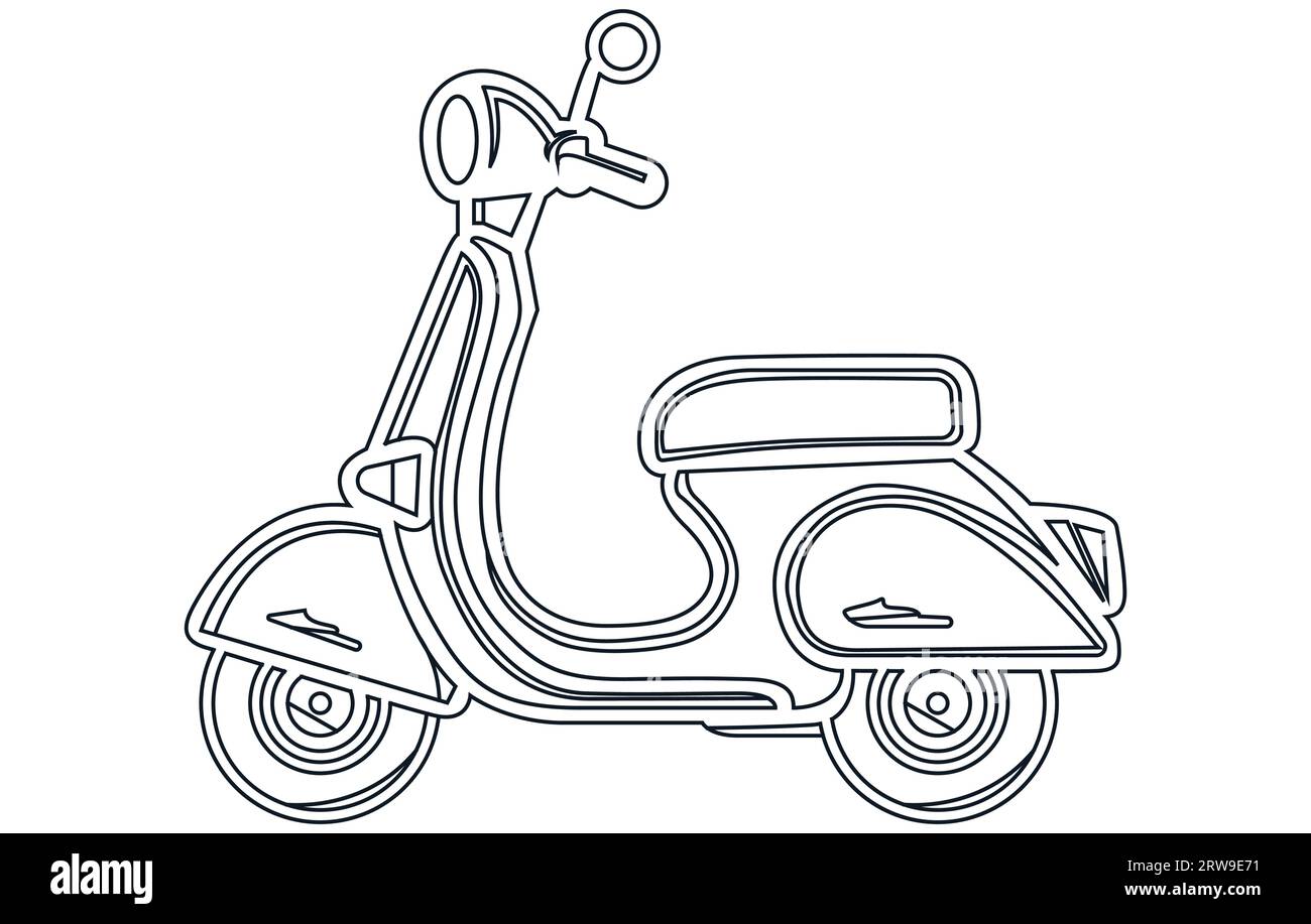 Vintage Scooter outline vector,Electric scooter stock illustration of