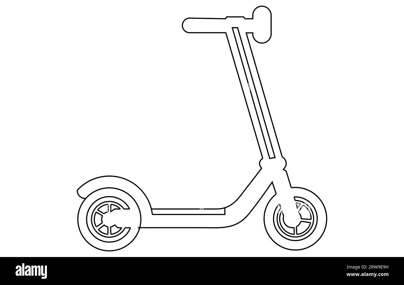 Vintage Scooter outline vector,Electric scooter stock illustration of