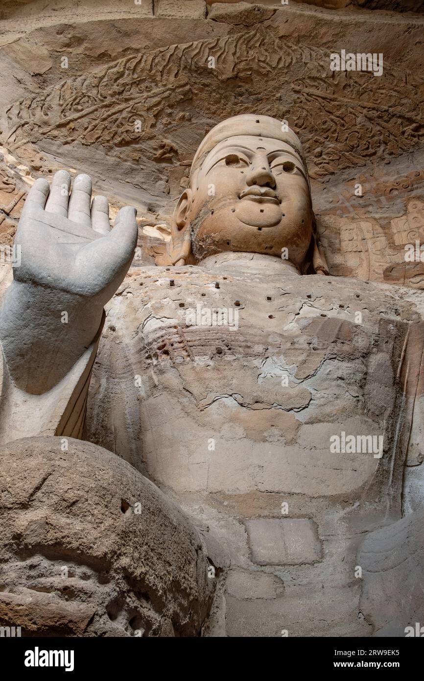 Datong Shanxi China August Yungang Grottoes In Datong Shanxi At Vertical Composition