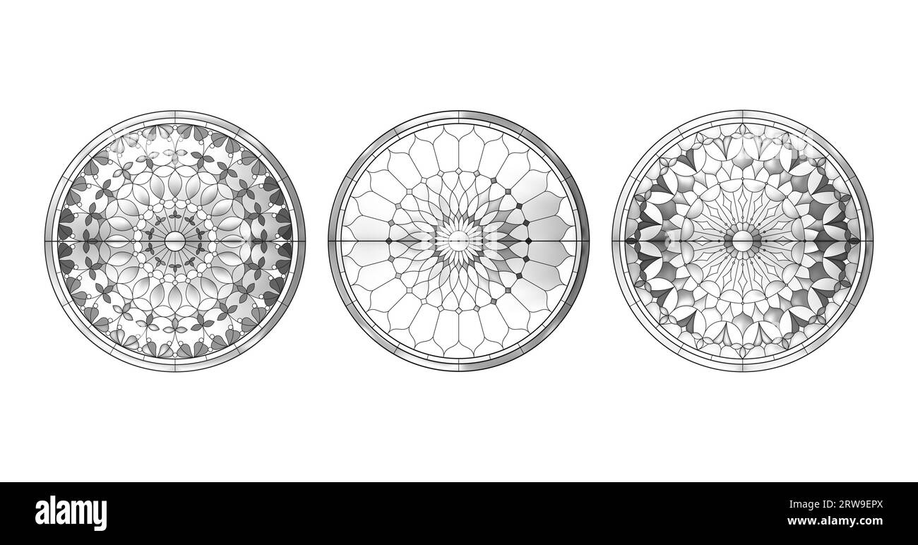 Three Glass church Catholic black and white windows Stock Vector Image ...