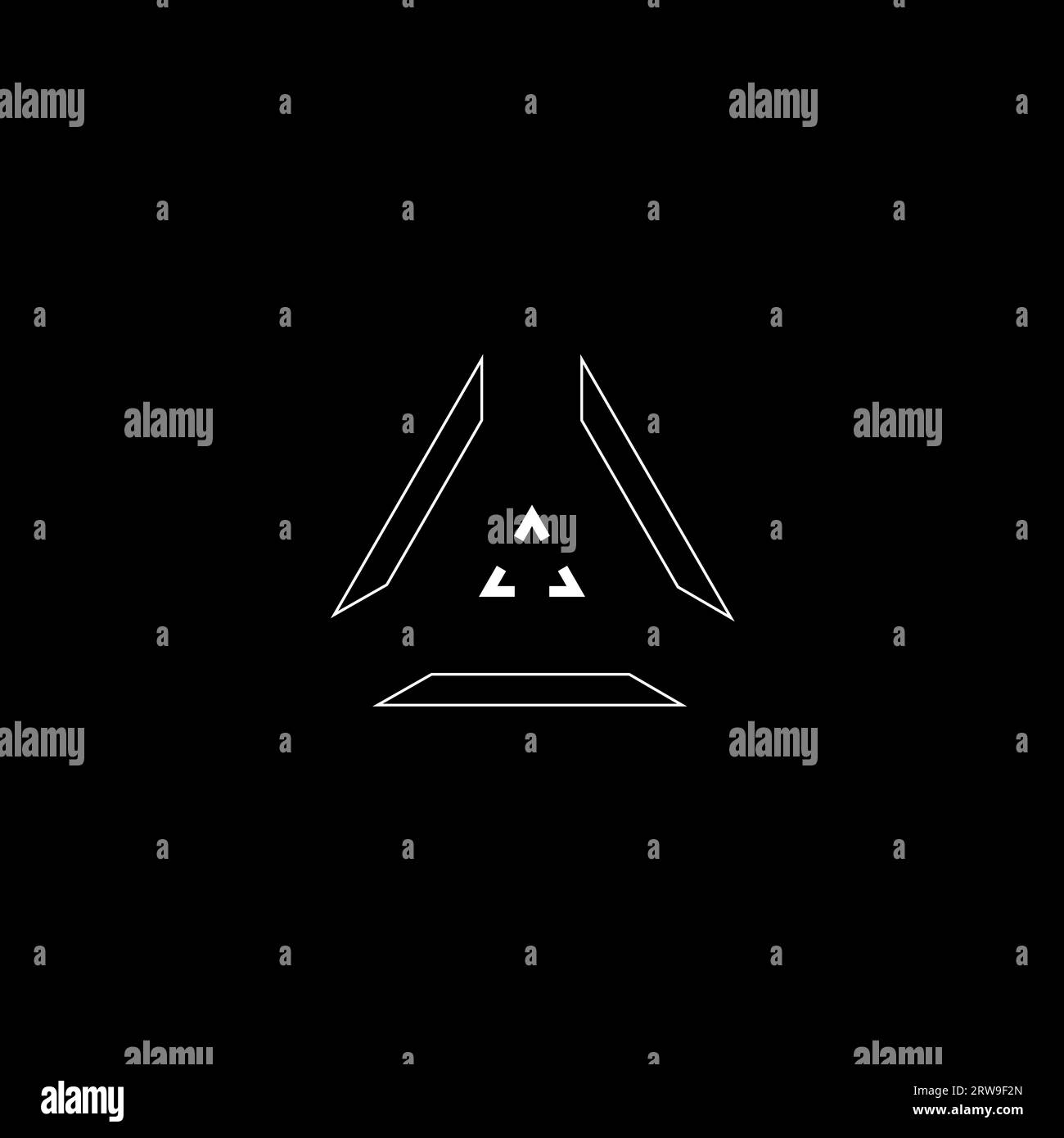 Cyberpunk style triangle target. Modern GUI triangle target, HUD aim, reticle Stock Vector