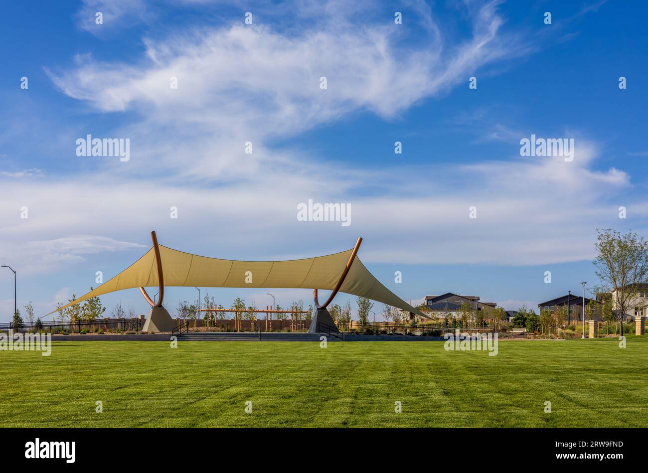 Winged Melody Park, Recently opened public park in Aurora Highland, a newly constructed neighborhood in Denver metro area, Colorado Stock Photo