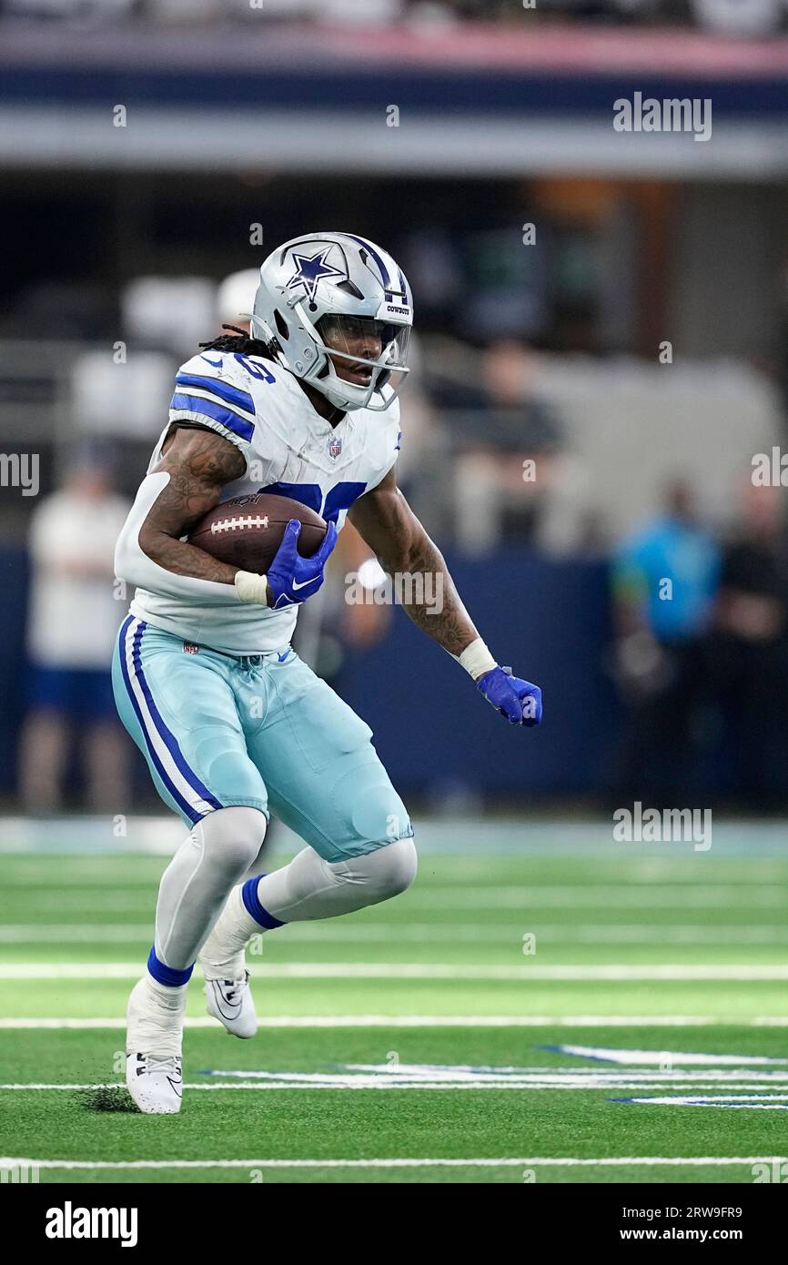 Running back (23) Rico Dowdle of the Dallas Cowboys warms up before playing  against the Los Angeles Rams in an NFL football game, Sunday, Oct. 9, 2022,  in Inglewood, Calif. Cowboys won