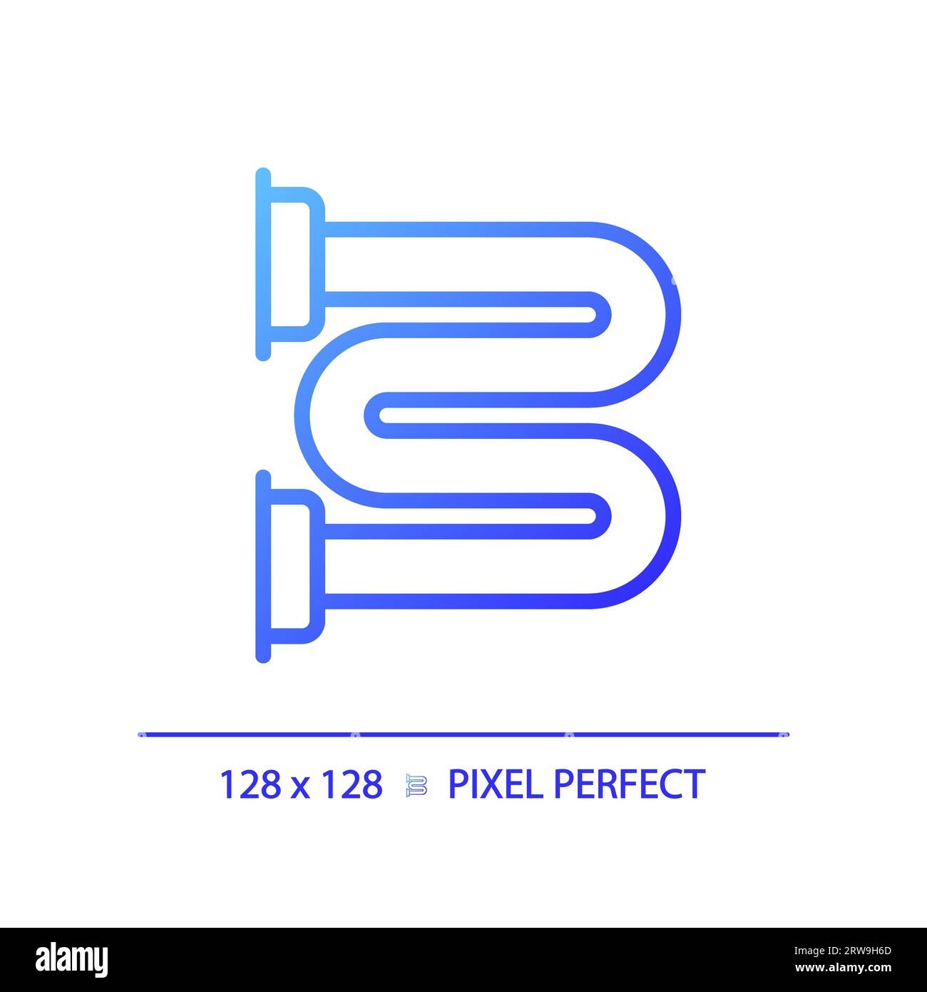 2D simple thin linear blue gradient heated towel rail icon Stock Vector