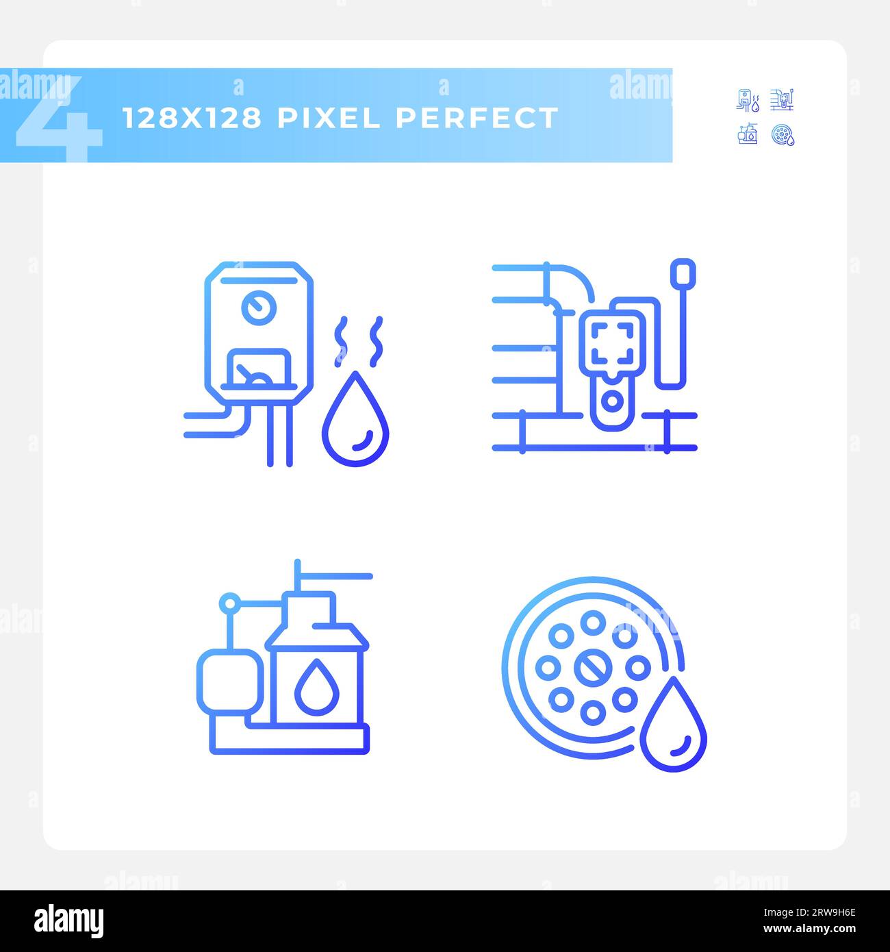 2D gradient plumbing thin line icons set Stock Vector
