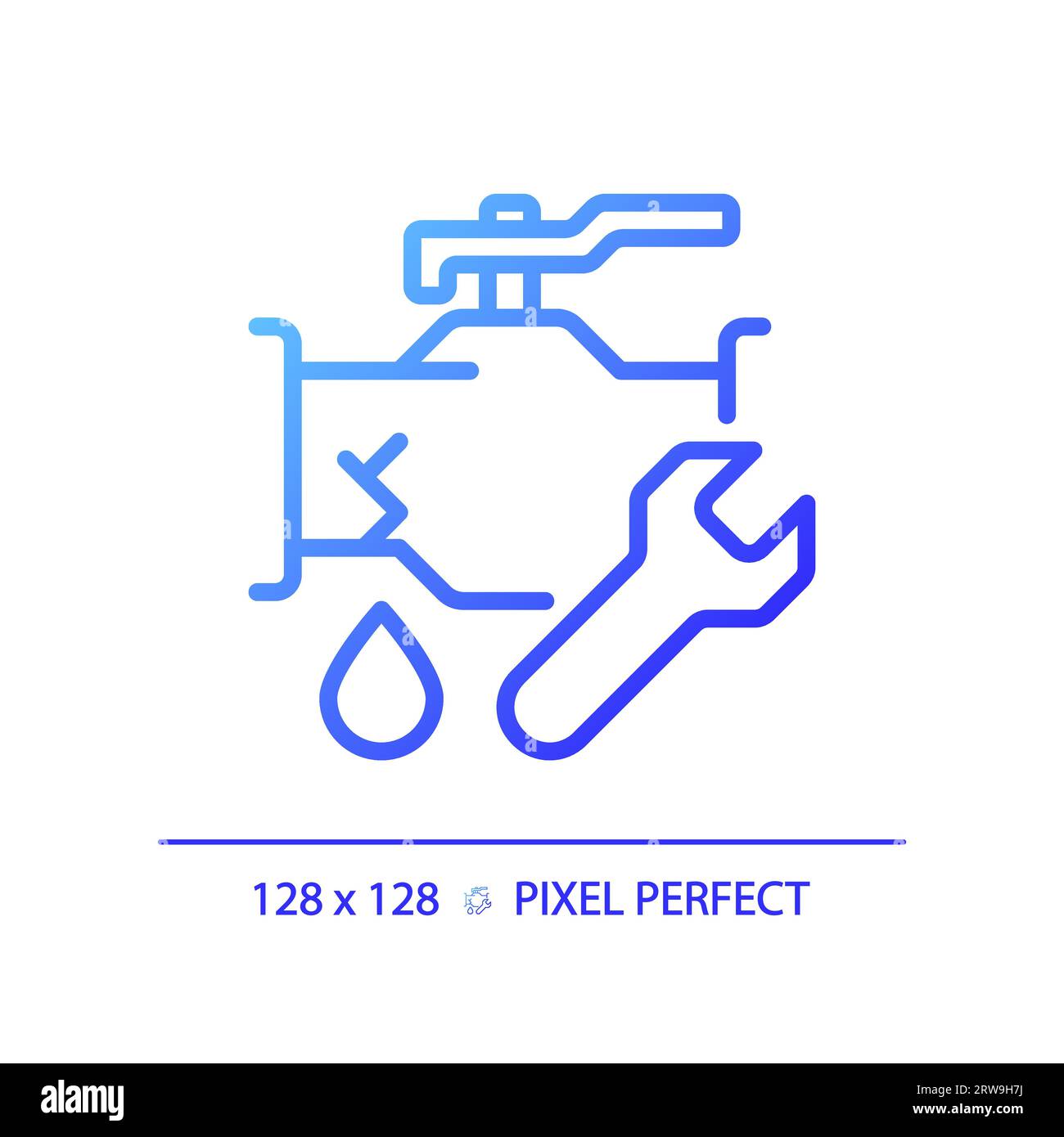 2D simple thin linear blue gradient pipeline leakage icon Stock Vector