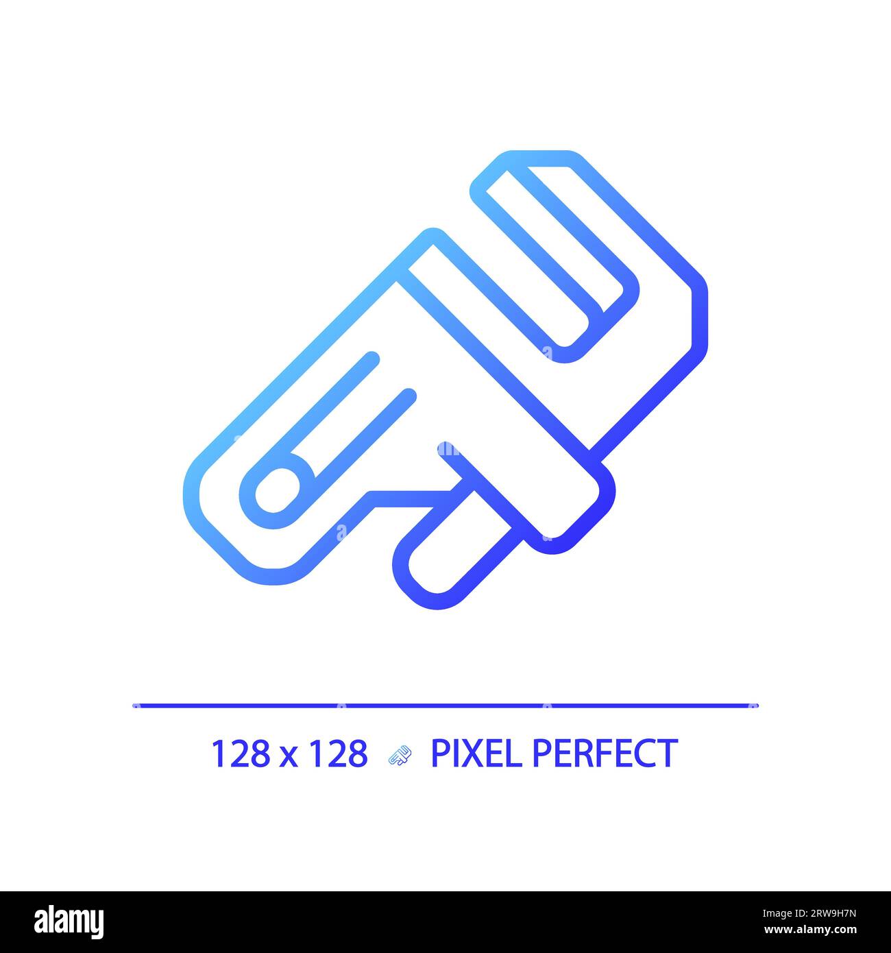 2D simple thin linear blue gradient adjustable wrench icon Stock Vector