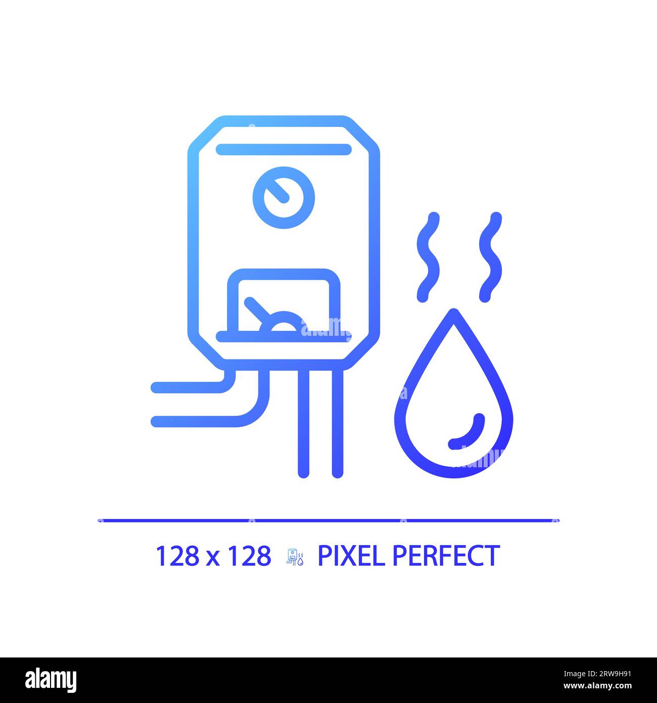 2D simple thin linear blue gradient water heater icon Stock Vector