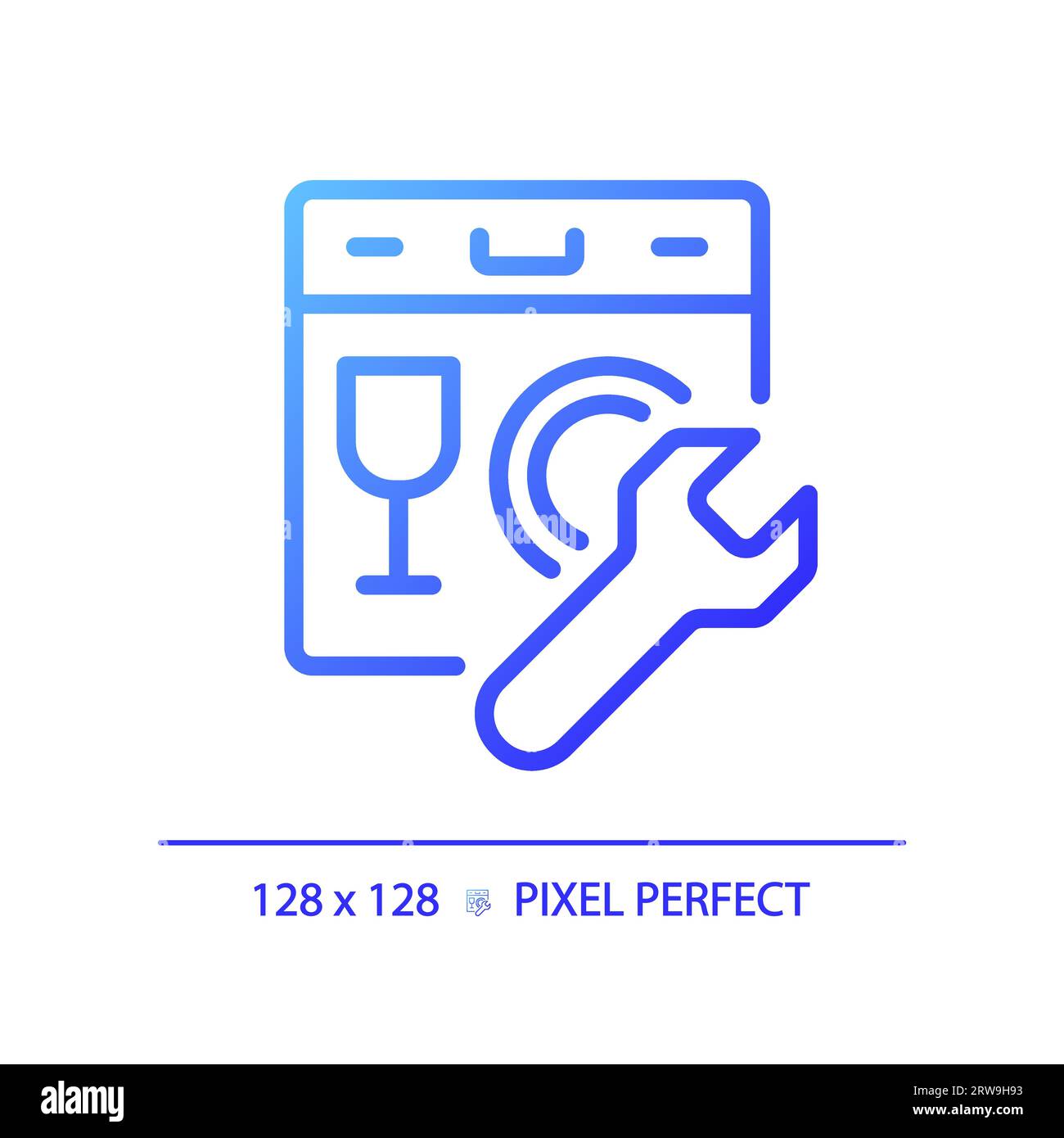 2D simple thin linear dishwasher blue gradient icon Stock Vector