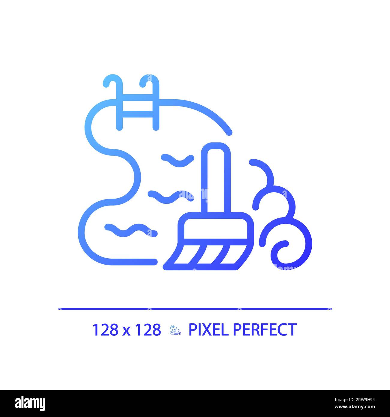 2D simple blue gradient swimming pool cleaning icon Stock Vector