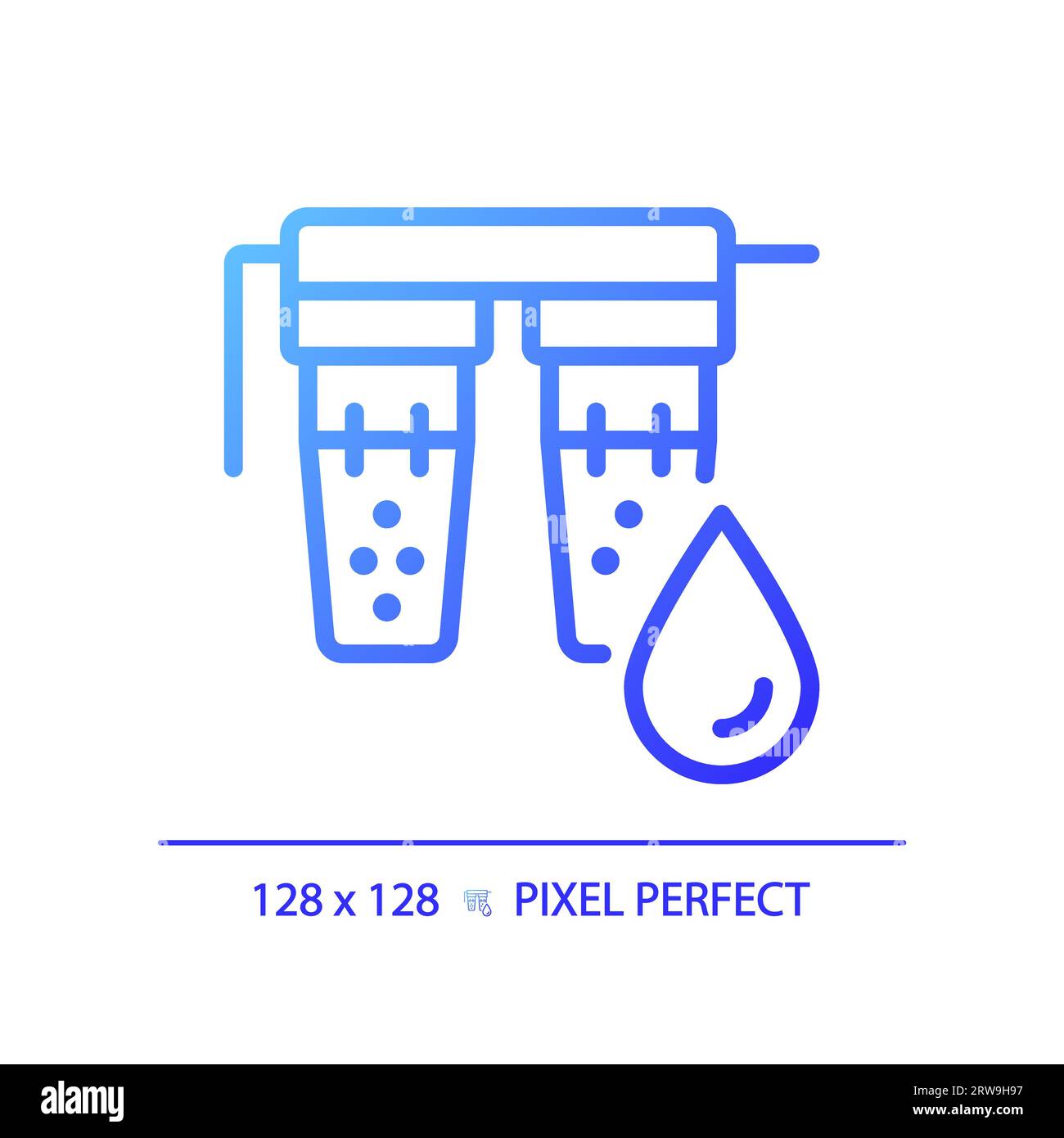 2D simple thin linear blue gradient water filter icon Stock Vector