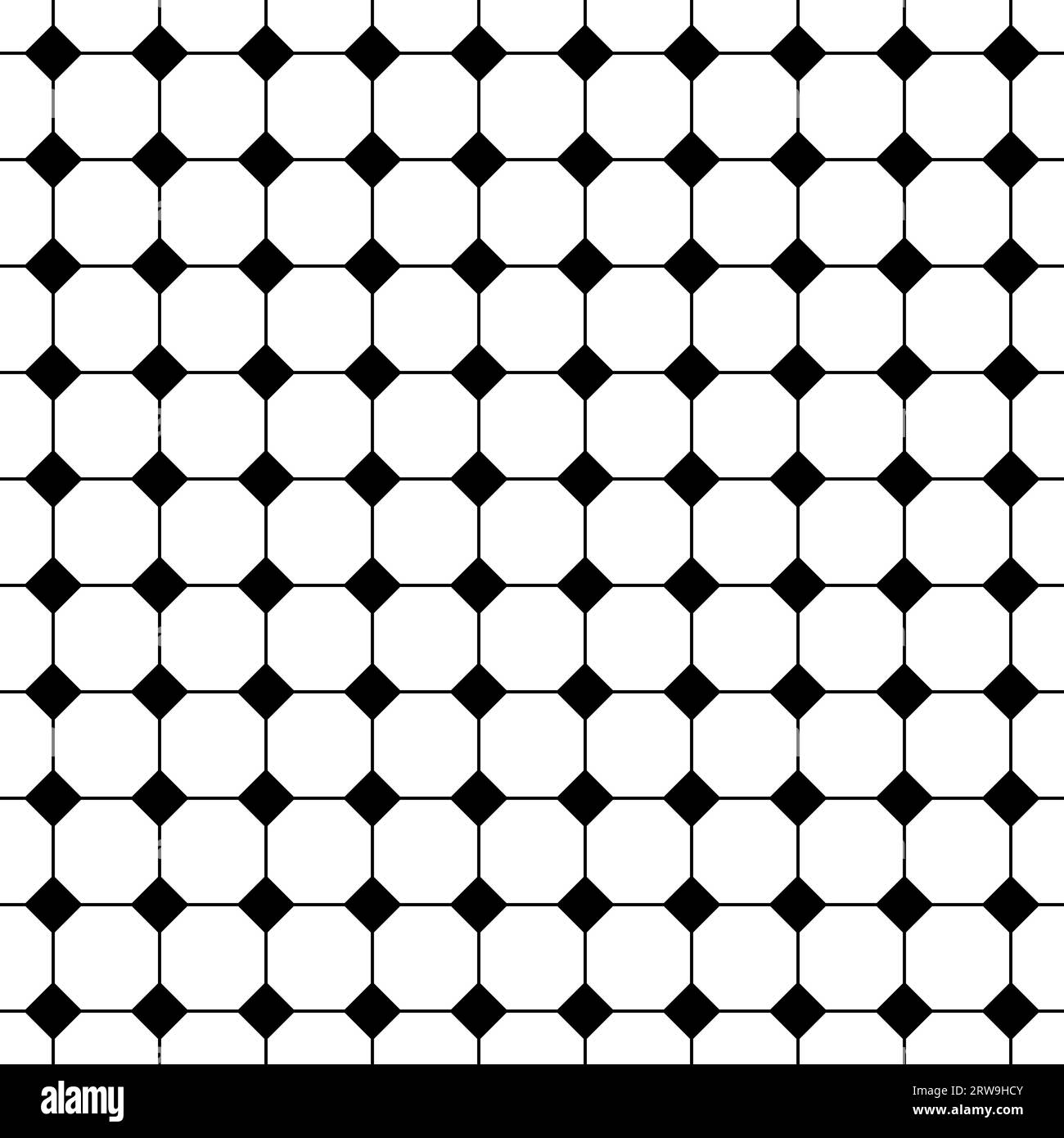 Vintage wall ceramic tiled seamless pattern. Black and white chequerwise squares background. Simple wall ceramic tiles. Kitchen or bathroom mosaic Stock Vector