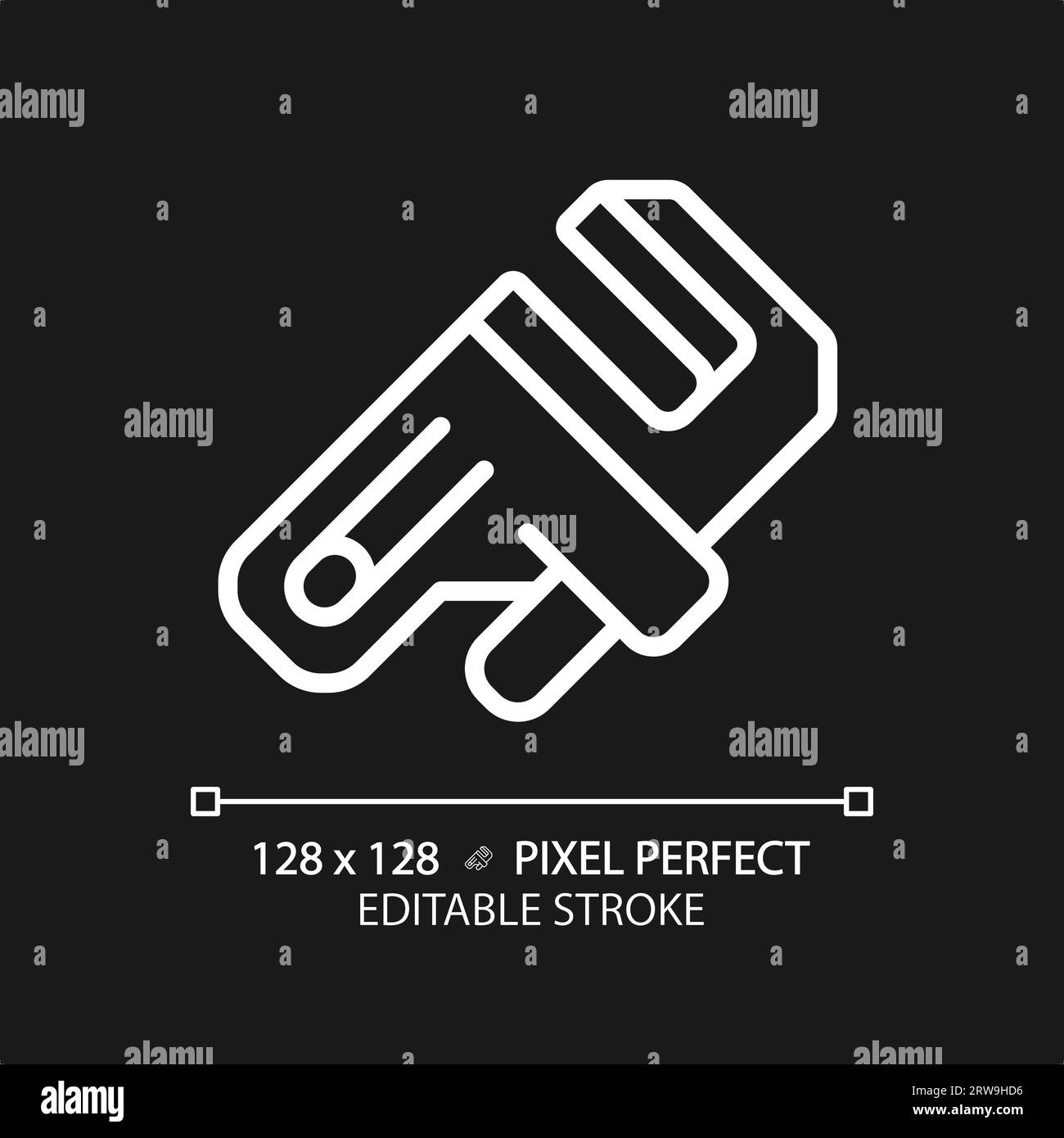 2D customizable thin linear white adjustable wrench icon Stock Vector