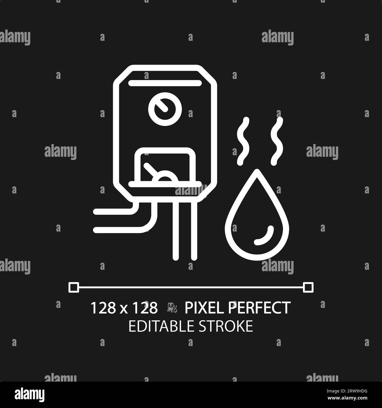 2D customizable thin linear white water heater icon Stock Vector Image ...