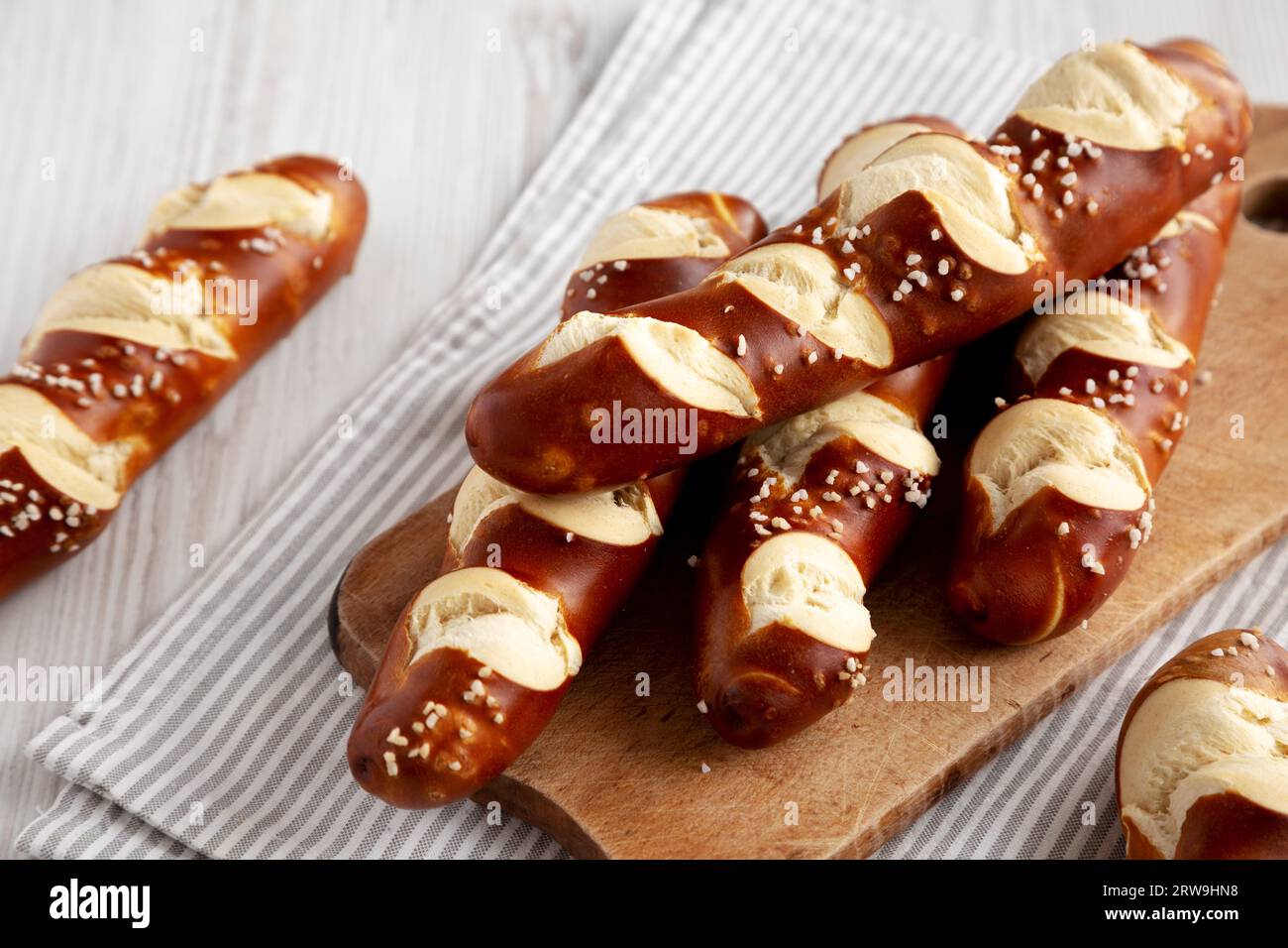Homemade Soft Pretzel Sticks with Salt Ready to Eat Stock Photo Alamy