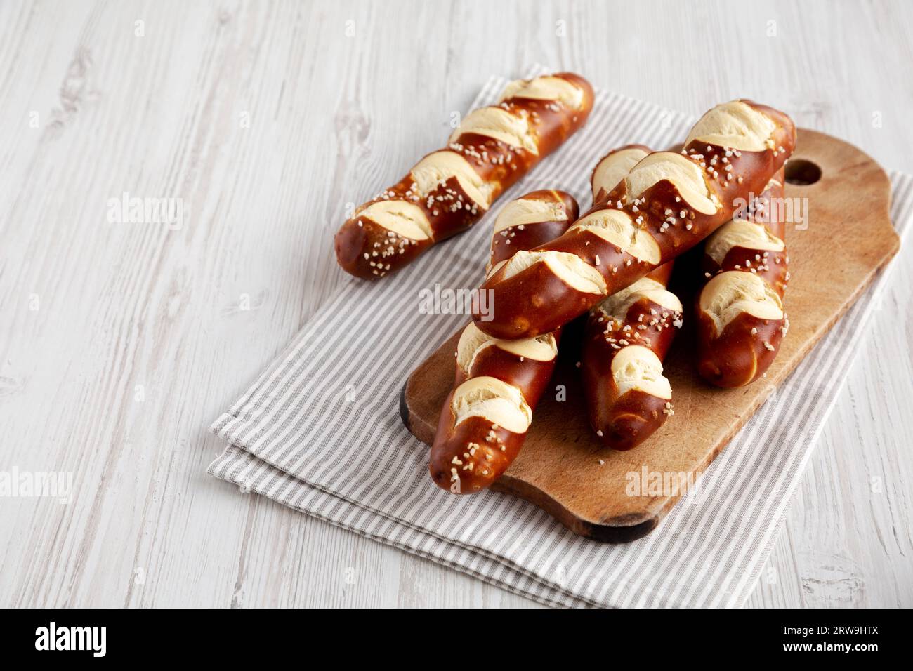 Homemade Soft Pretzel Sticks with Salt Ready to Eat Stock Photo - Alamy