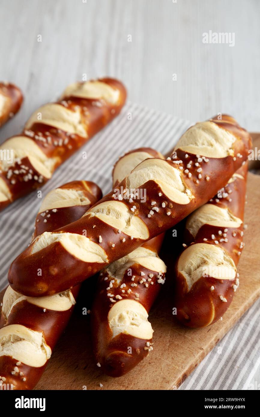 Homemade Soft Pretzel Sticks with Salt Ready to Eat Stock Photo Alamy