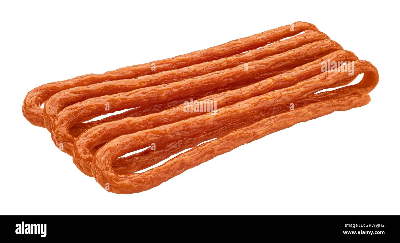 Kabanos smoked sausage isolated on white background Stock Photo