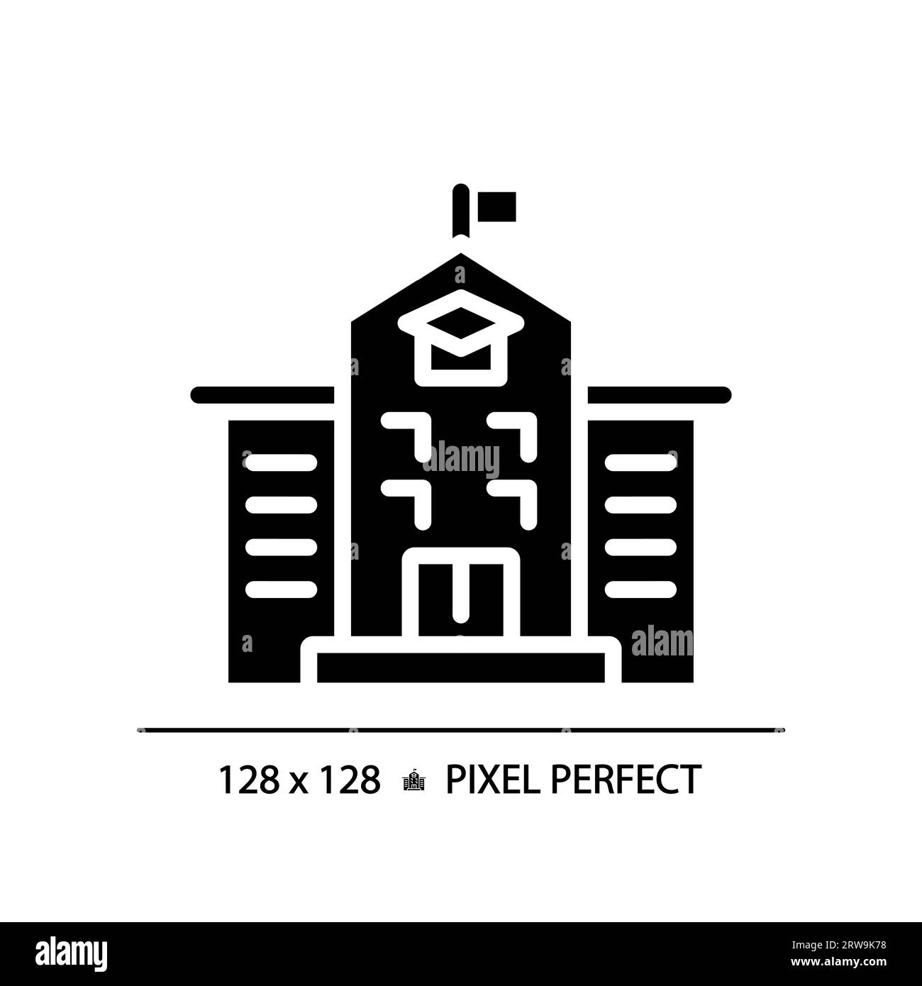 2D glyph style black school icon Stock Vector