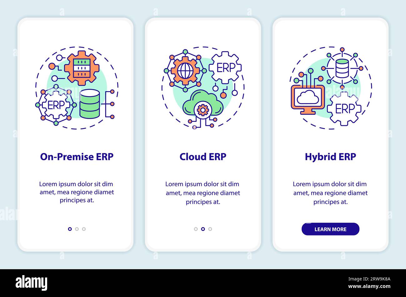 Walkthrough ERP with colorful linear icons concept Stock Vector Image ...