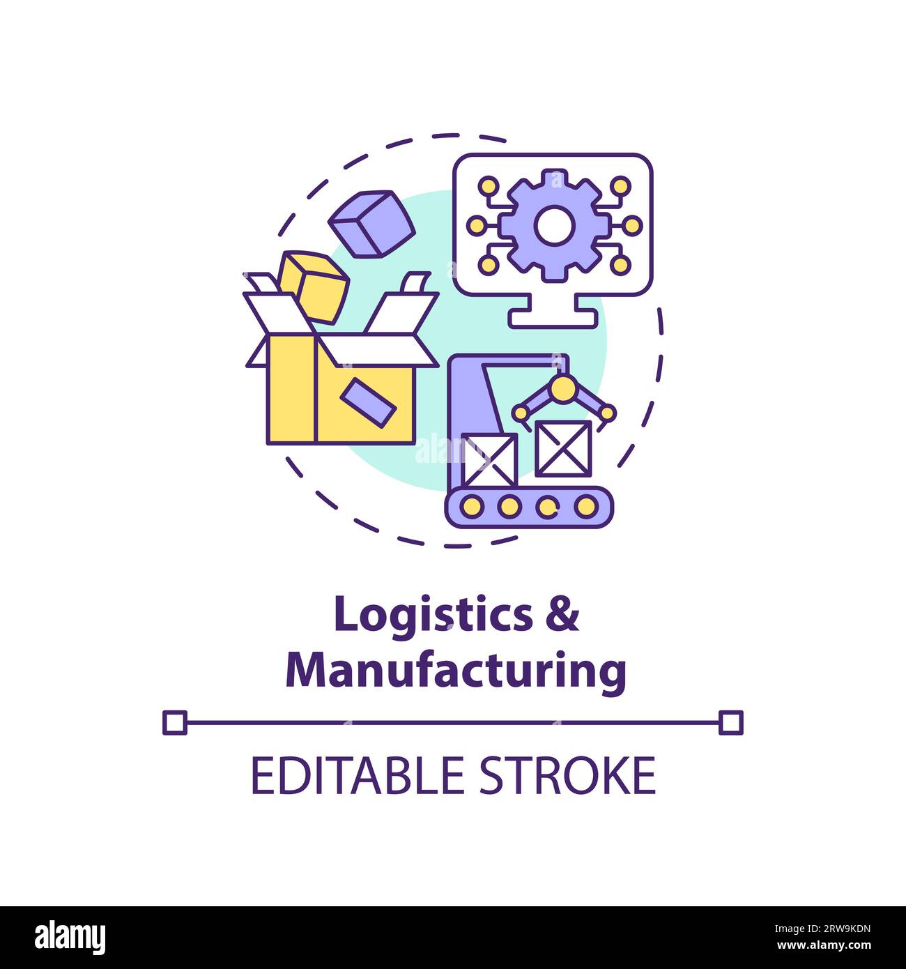2D logistics and manufacturing line icon concept Stock Vector Image ...