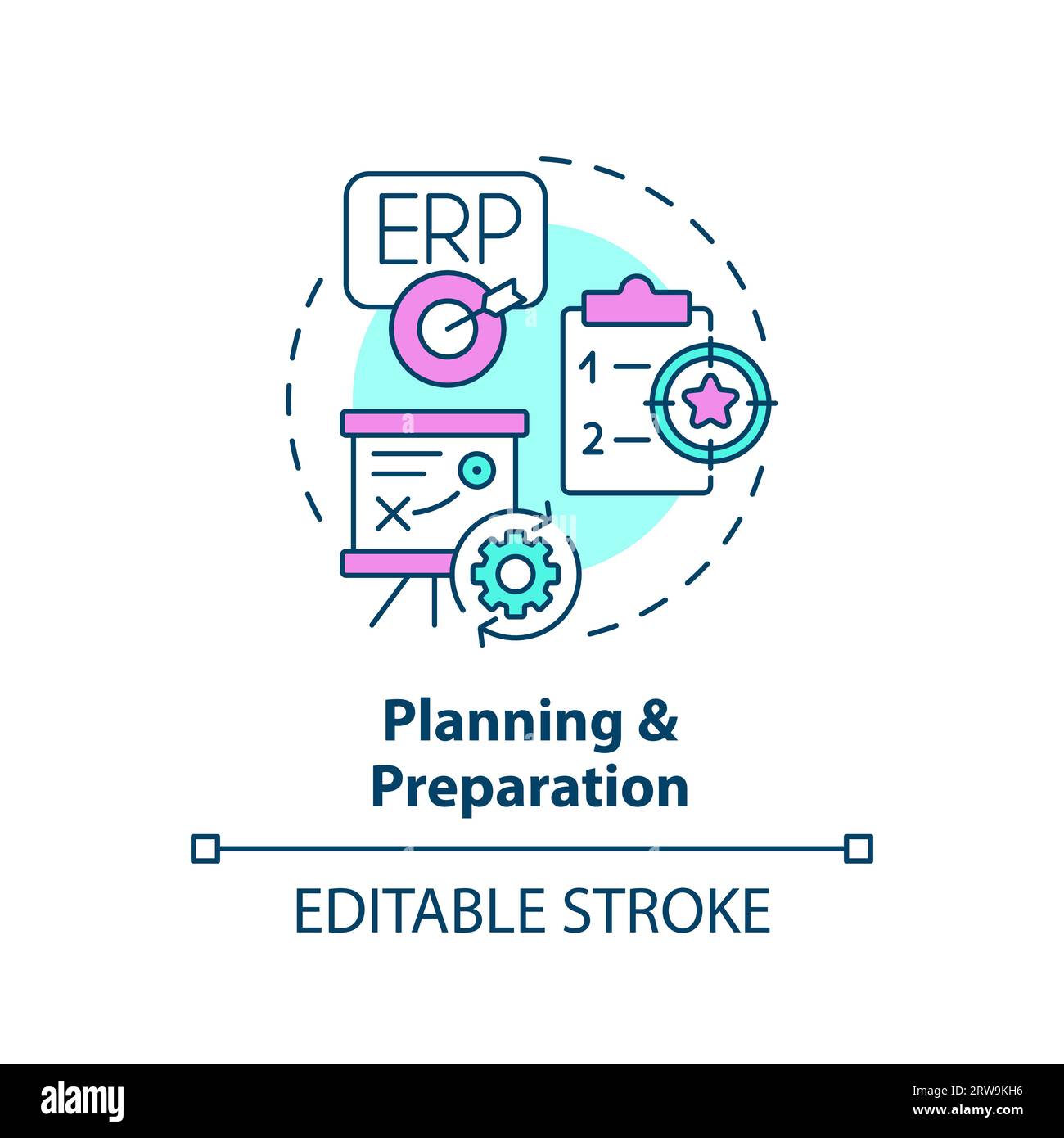 2D planning and preparation line icon concept Stock Vector