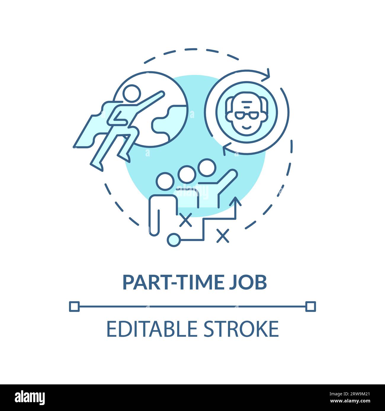 2D customizable part-time job blue icon concept Stock Vector