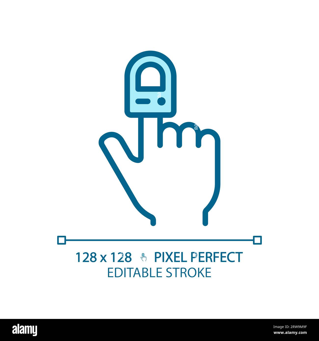 Pulse oximeter pixel perfect light blue icon Stock Vector