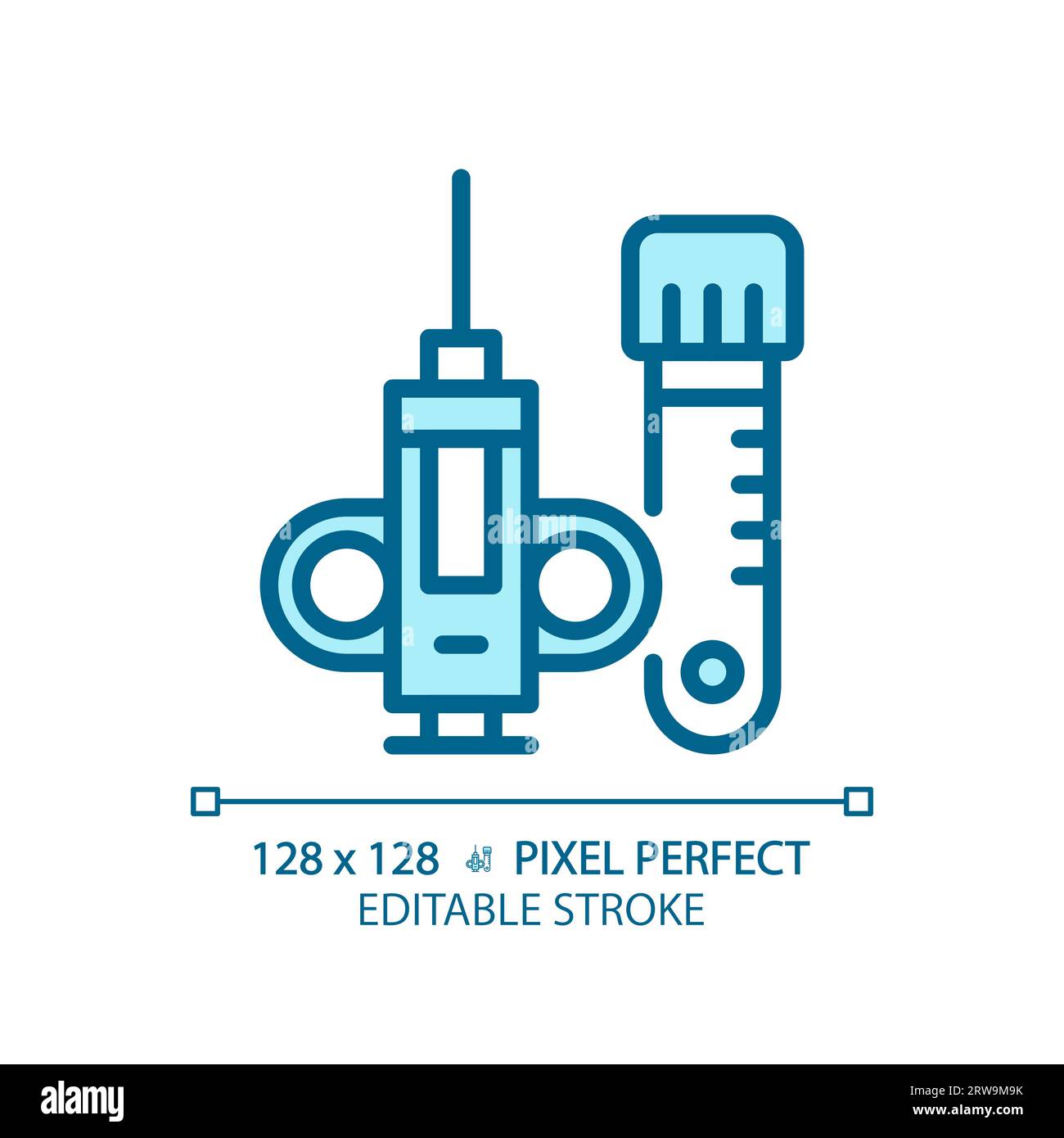 Biopsy needle pixel perfect light blue icon Stock Vector