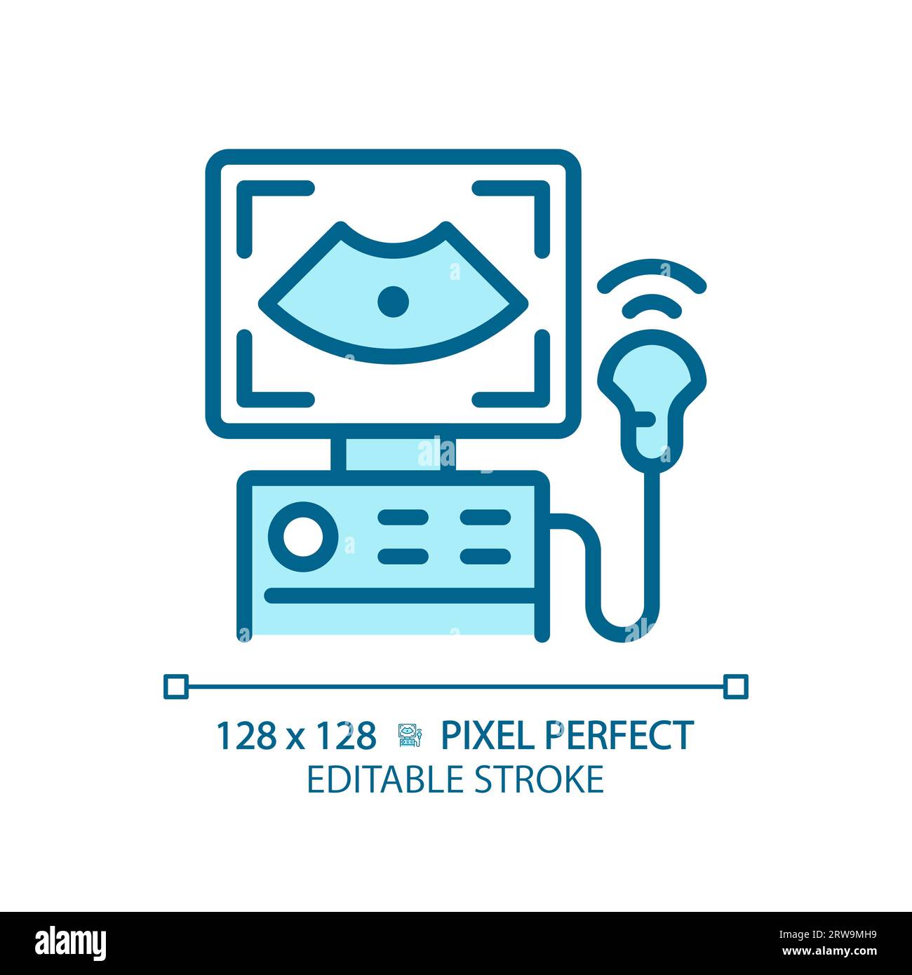 Ultrasound machine pixel perfect light blue icon Stock Vector