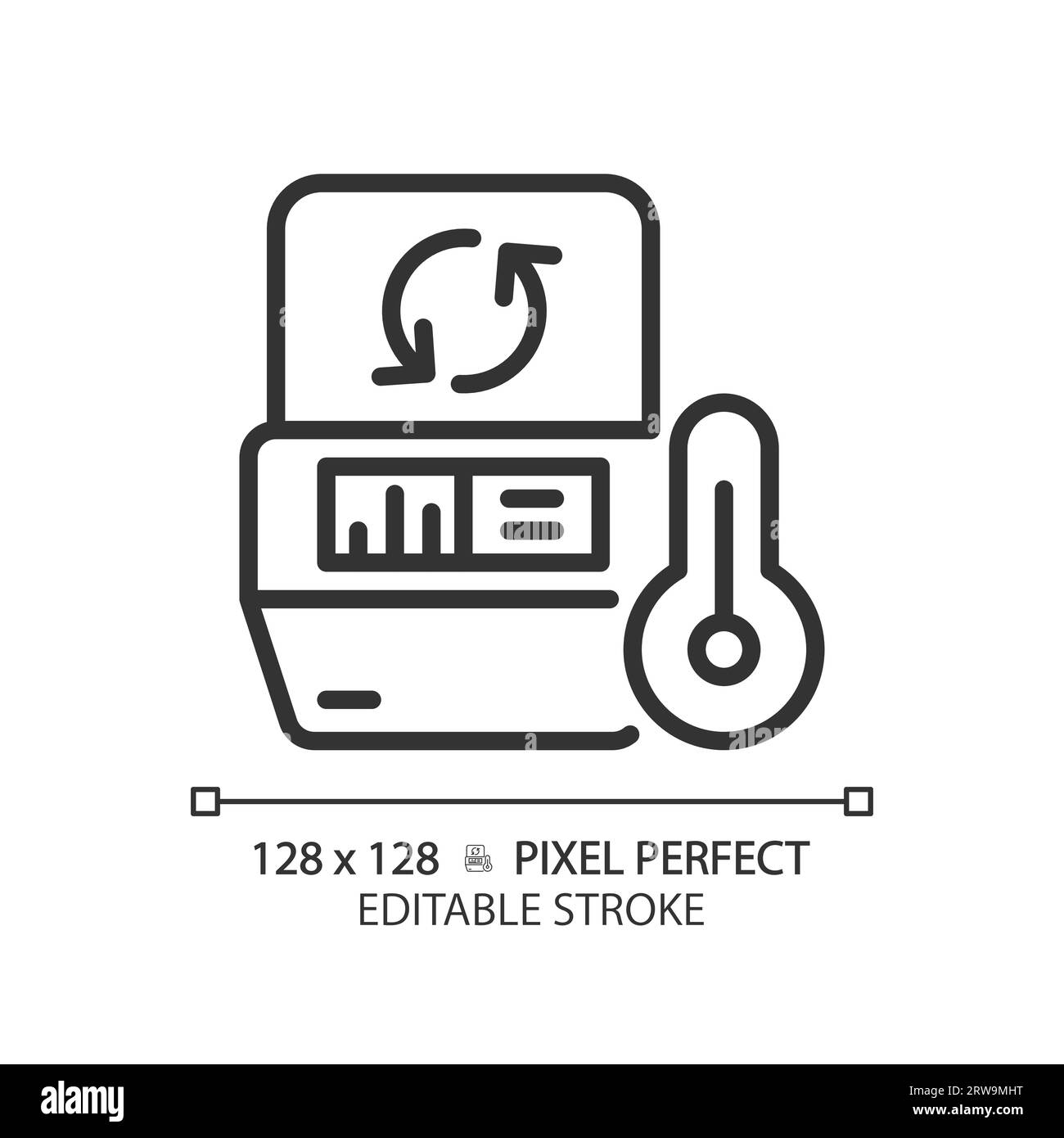 Pcr machine pixel perfect linear icon Stock Vector