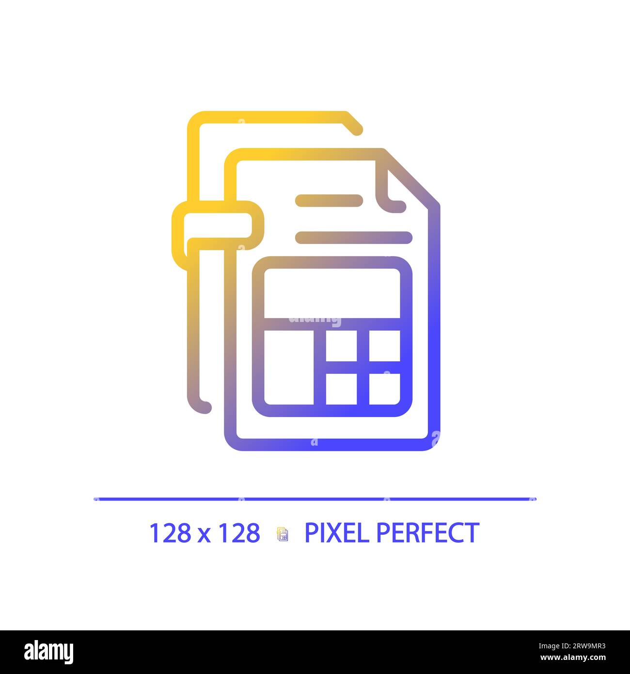 2D income tax report thin linear gradient icon Stock Vector