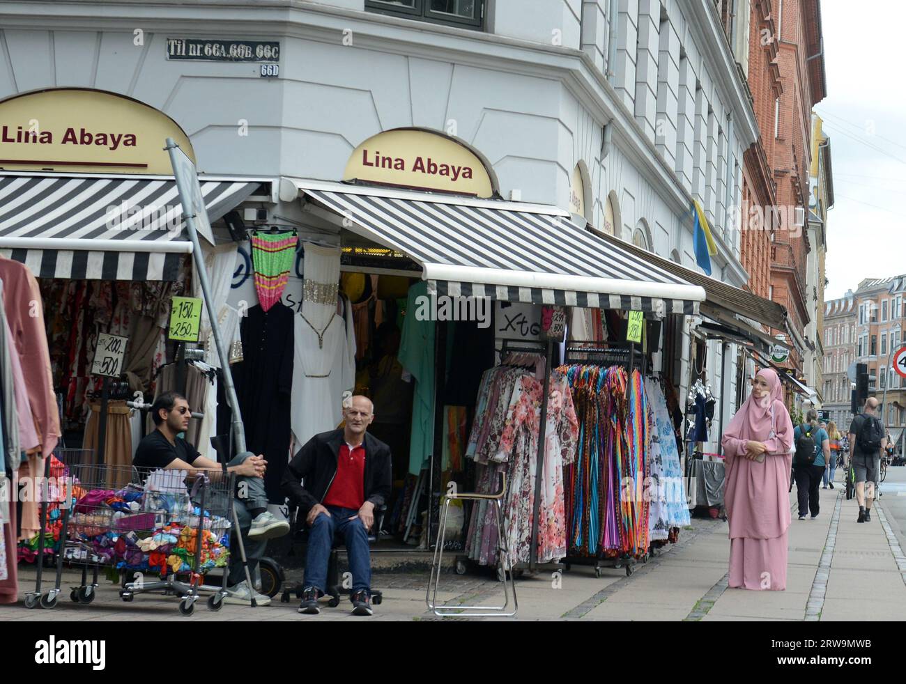 Abaya shops on Nørrebrogade street in Copenhagen, Denmark. Stock Photo