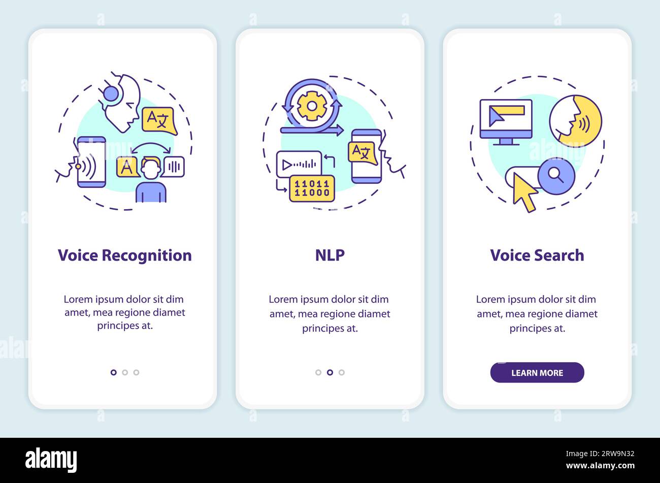 Walkthrough voice assistant with line icons concept Stock Vector Image ...